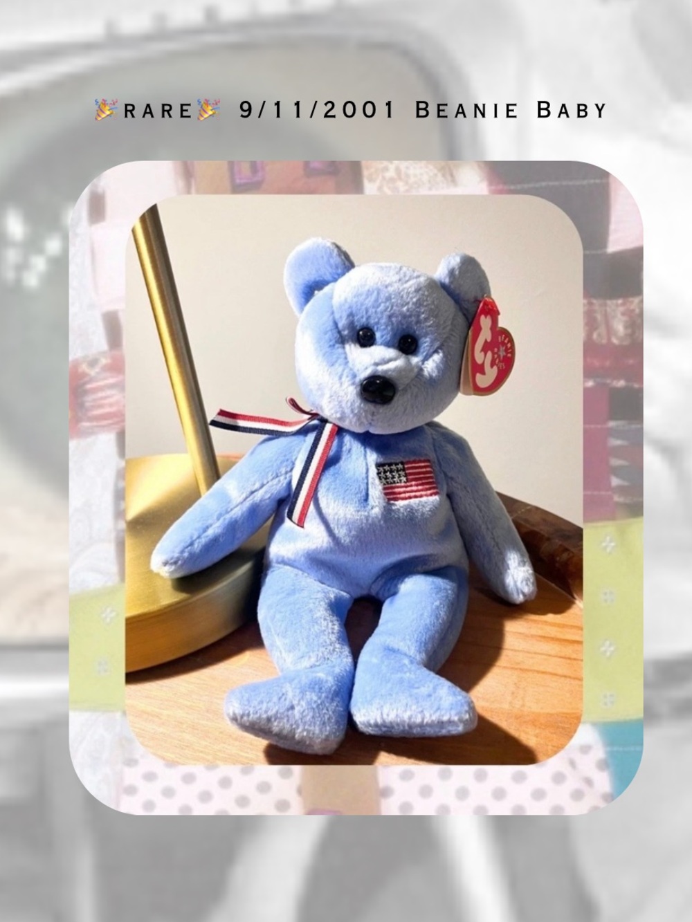 Retired 9/11/2001 Patriotic Blue Bear TY Beanie Baby